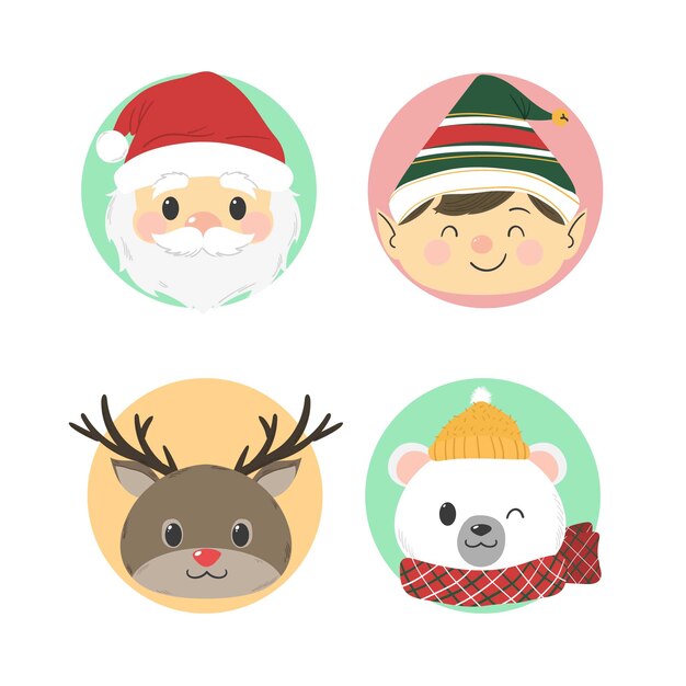 Mão desenhada coleção de personagens de Natal