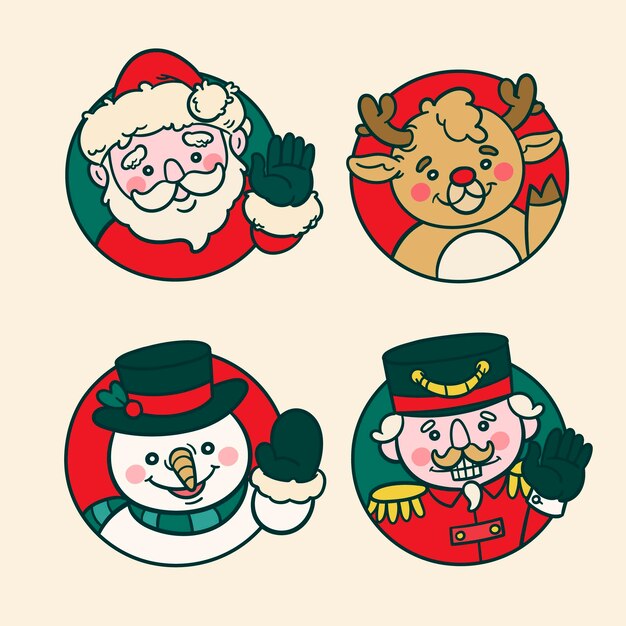 Mão desenhada coleção de personagens de Natal