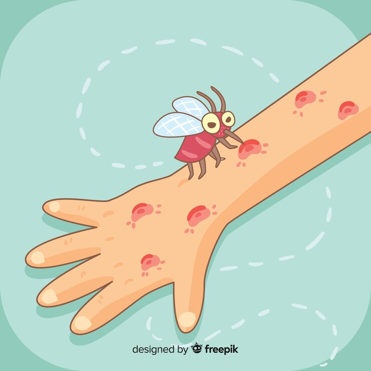 Vetor grátis mão desenhada composição de mosquito mordendo um