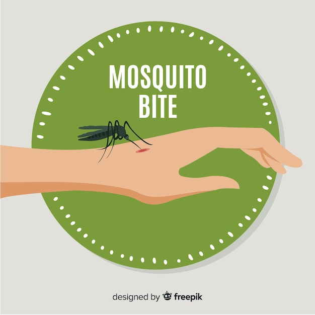 Mão desenhada composição de mosquito mordendo um