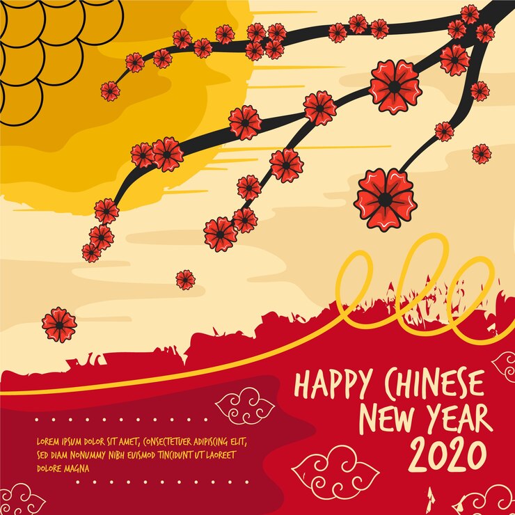 Vetor grátis mão desenhada conceito de ano novo chinês