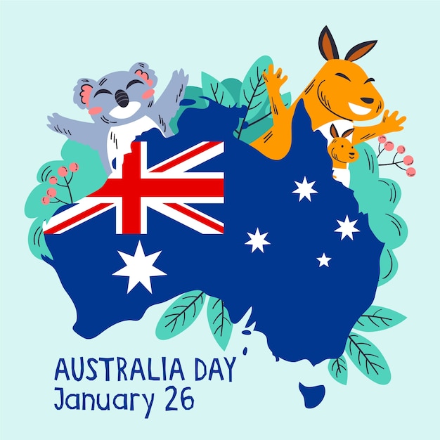 Vetor grátis mão desenhada conceito de dia da austrália