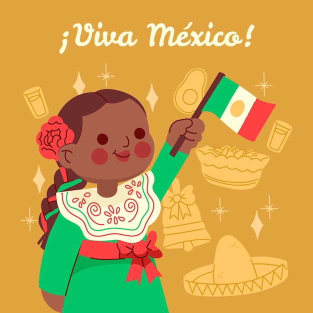 Mão desenhada conceito de dia da independência mexicana