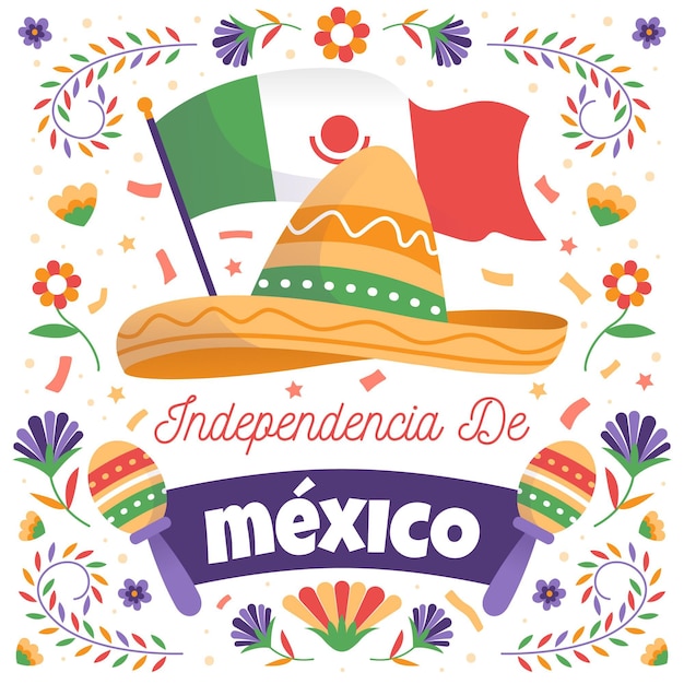 Vetor grátis mão desenhada conceito de dia da independência mexicana