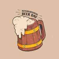 Vetor grátis mão desenhada conceito de dia internacional da cerveja