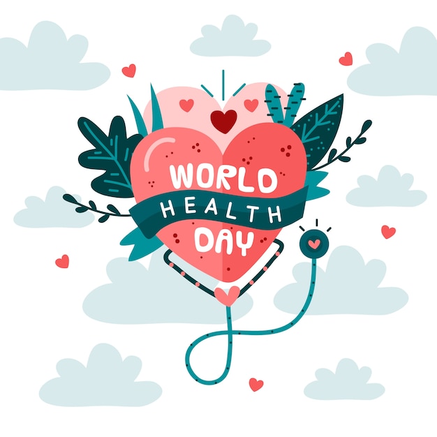 Vetor grátis mão desenhada conceito de dia mundial da saúde
