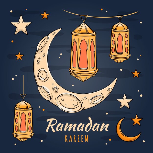 Mão desenhada conceito do Ramadã