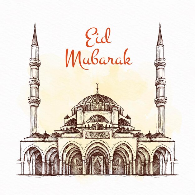 Mão desenhada conceito eid mubarak