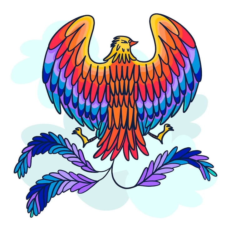 Vetor grátis mão desenhada design pássaro fênix