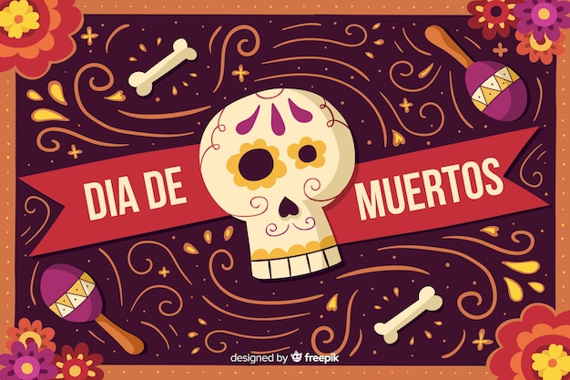 Mão desenhada dia de muertos fundo