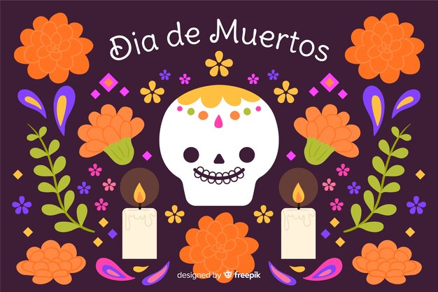 Mão desenhada dia de muertos fundo