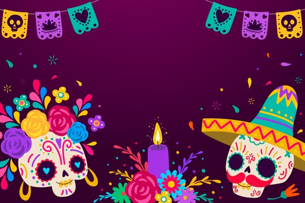 Mão desenhada dia de muertos fundo