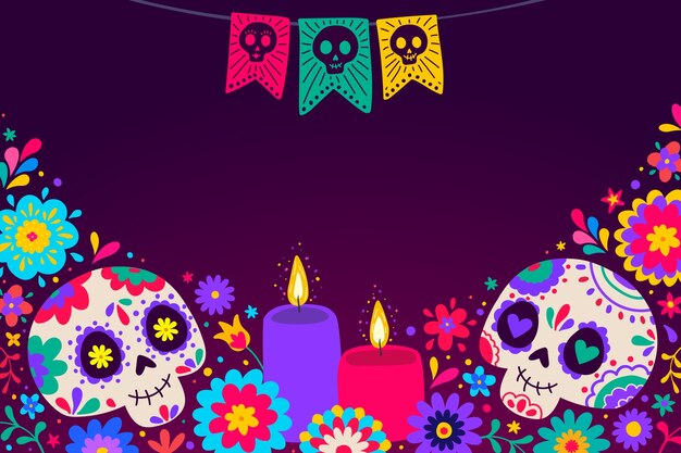 Mão desenhada dia de muertos fundo