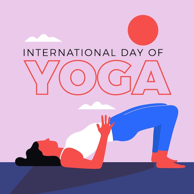 Mão desenhada dia internacional do yoga