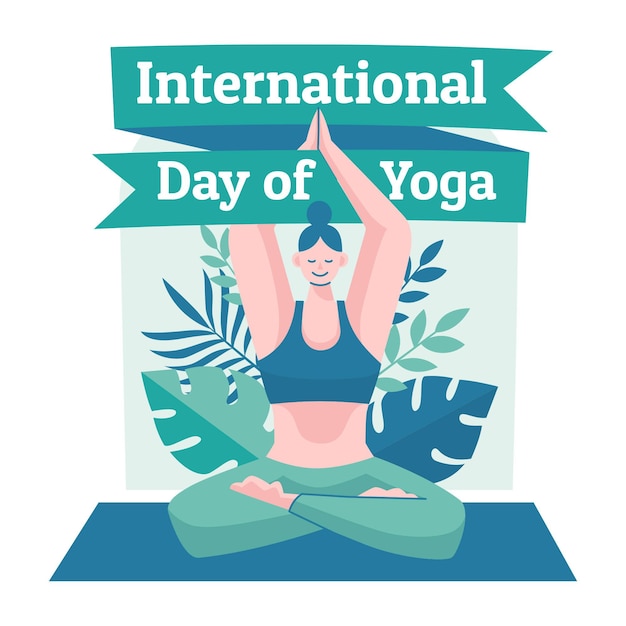 Mão desenhada dia internacional do yoga