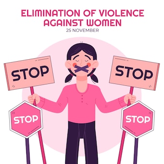 Mão desenhada dia internacional para a eliminação da violência contra as mulheres ilustração