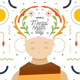 Mão desenhada dia mundial da saúde mental