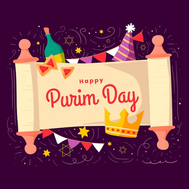 Mão desenhada estilo feliz dia de purim