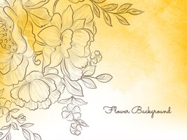 Mão desenhada estilo flor amarelo pastel fundo decorativo vector