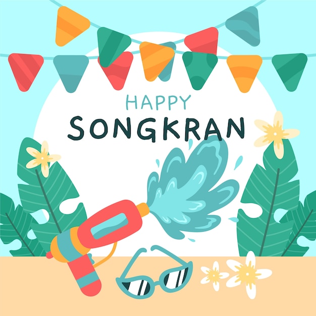 Mão desenhada estilo songkran