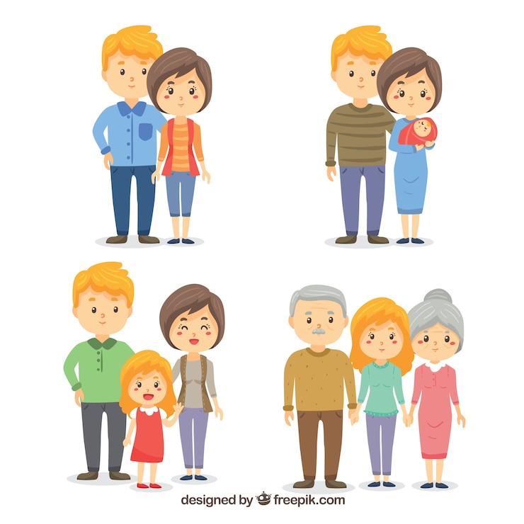 Vetor grátis mão desenhada família em diferentes fases da vida