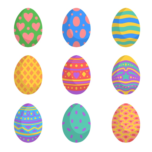 Mão desenhada feliz dia de páscoa ovos festivos