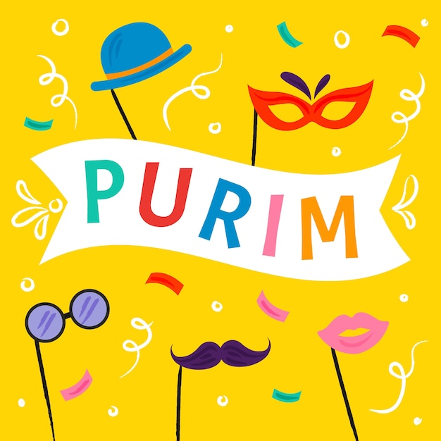 Mão desenhada feliz dia de purim