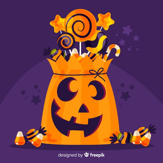 Mão desenhada feliz saco de halloween