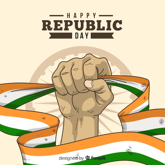 Vetor grátis mão desenhada fundo de dia da república da índia
