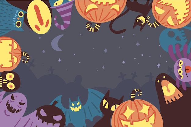 Vetor grátis mão desenhada fundo de halloween