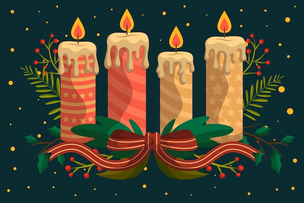 Mão desenhada fundo de vela de natal