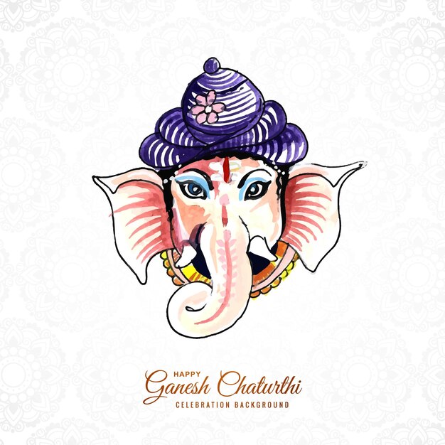 Vetor grátis mão desenhada ganesh chaturthi lindo fundo de cartão