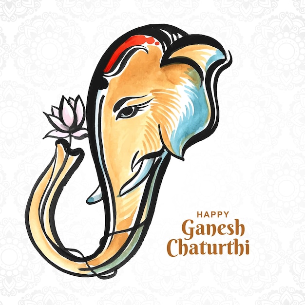 Mão desenhada ganesh chaturthi lindo fundo de cartão