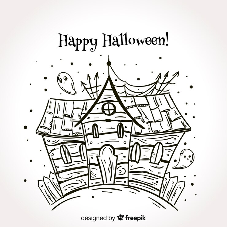 Vetor grátis mão desenhada halloween casa assombrada
