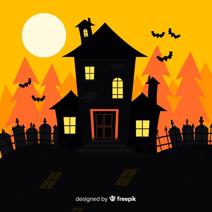 Vetor grátis mão desenhada halloween casa assombrada
