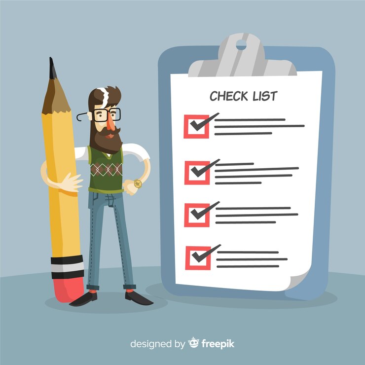 Vetor grátis mão desenhada homem verificando o cheklist