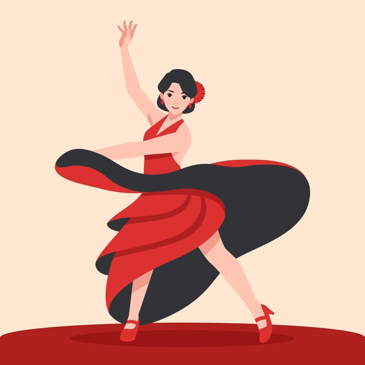 Vetor grátis mão desenhada ilustração de dança flamenca