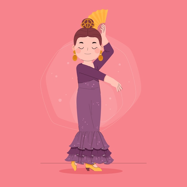 Vetor grátis mão desenhada ilustração de dança flamenca