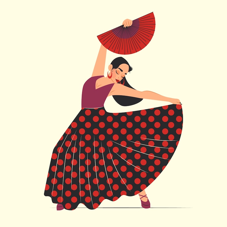 Vetor grátis mão desenhada ilustração de dança flamenca