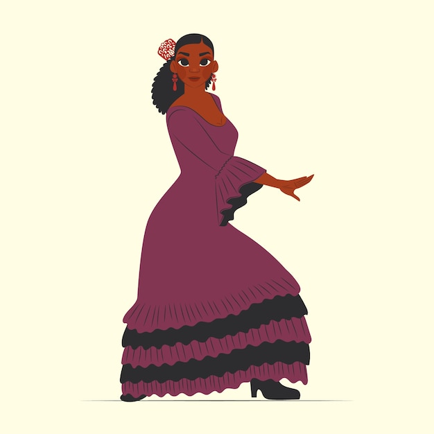 Vetor grátis mão desenhada ilustração de dança flamenca