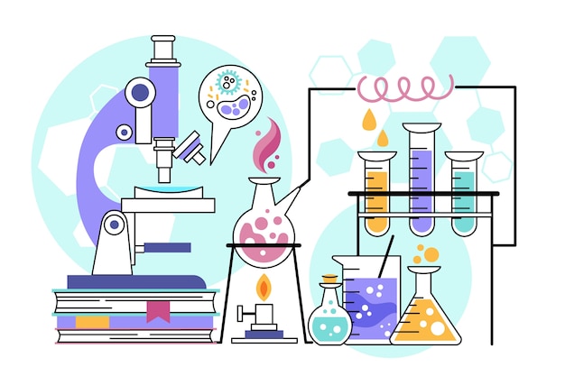 Vetor grátis mão desenhada ilustração de laboratório de ciências