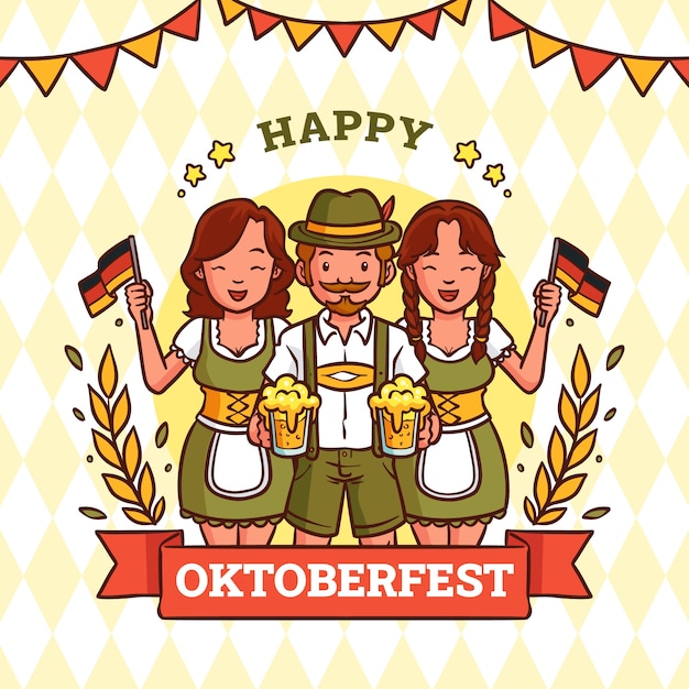 Vetor grátis mão desenhada ilustração de oktoberfest