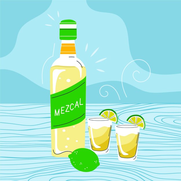 Mão desenhada ilustração deliciosa de mezcal