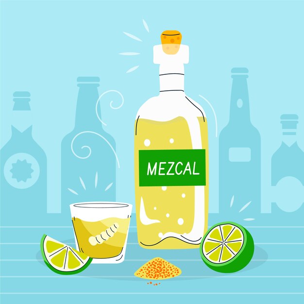 Mão desenhada ilustração deliciosa de mezcal