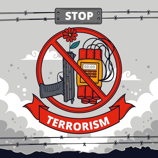 Vetor grátis mão desenhada ilustração do dia anti terrorismo