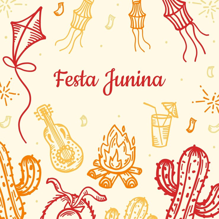 Vetor grátis mão desenhada ilustração festiva festa junina