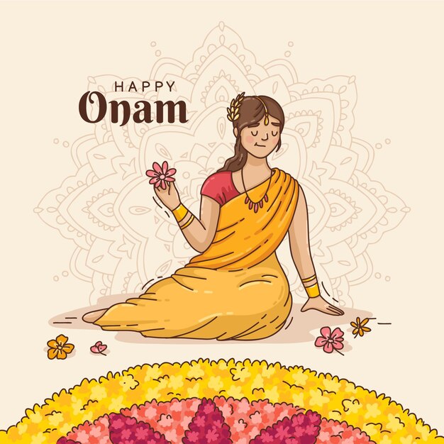 Mão desenhada ilustração onam