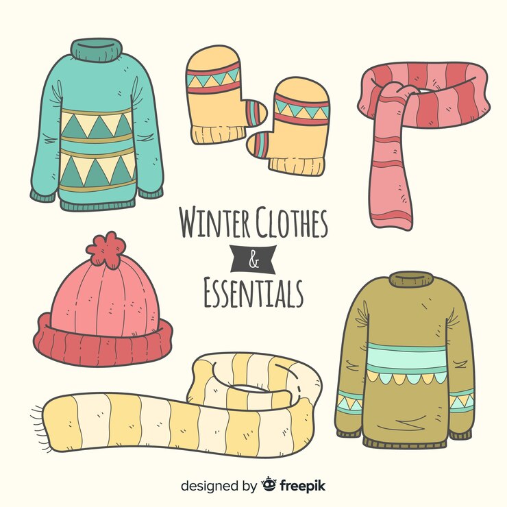 Vetor grátis mão desenhada inverno coleção essentials
