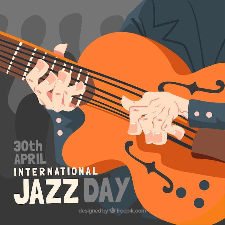 Vetor grátis mão desenhada jazz dia composição