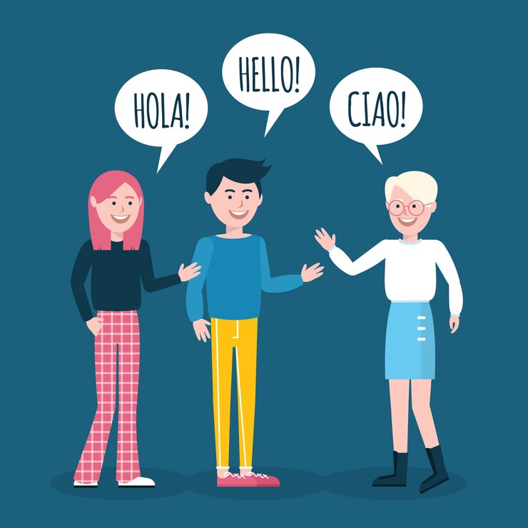 Vetor grátis mão desenhada jovens falando em diferentes idiomas definido